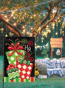 1pc Christmas Gift Box Pattern Garden Flag, Linen Double Sided Printed Rectangle Decoration Suitable For Home And Outdoor - Multicolor - View 8