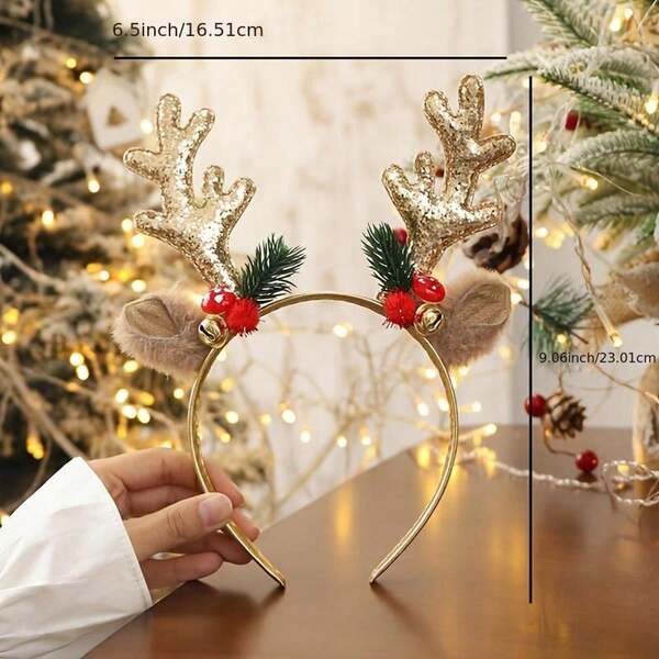 1pc Cute Deer Christmas Headband, Christmas Decoration And Gift, Christmas Hair Accessory