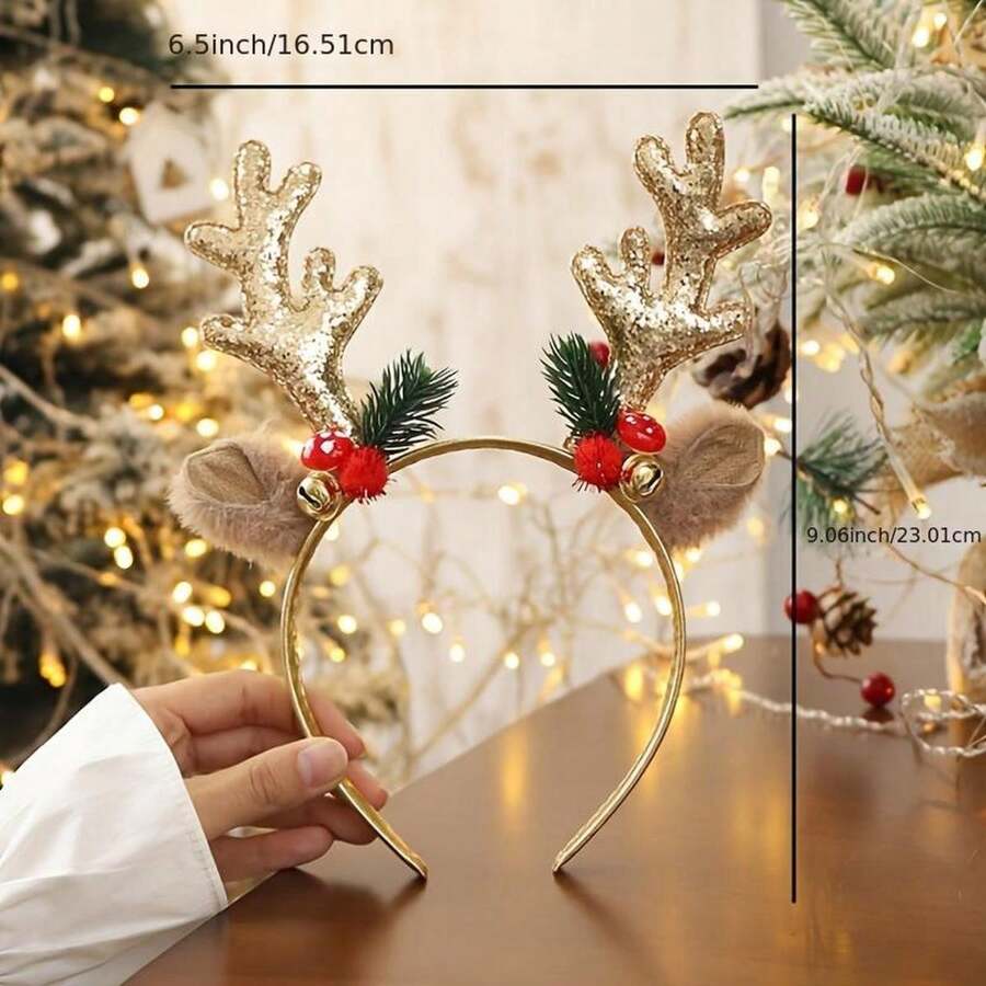 1pc Cute Deer Christmas Headband, Christmas Decoration And Gift, Christmas Hair Accessory