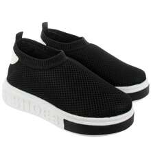 Tênis Infantil Juvenil Feminino Menina Sola Shoes Meia 28 ao 34 Slip on Calce Fácil Ultraleve Confortável - Preto - Visão 1