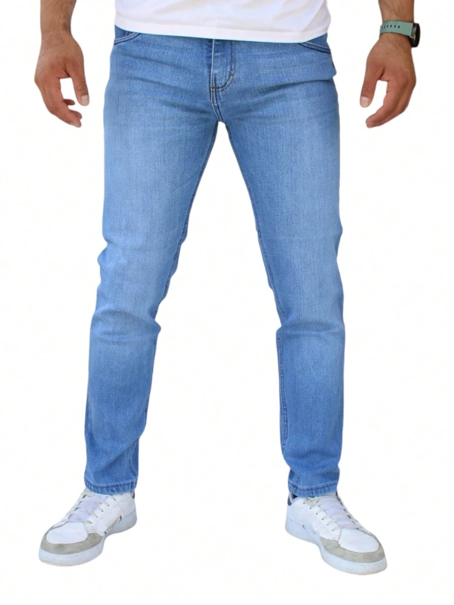 Pantalón Slim Fit de Mezclilla Stretch para Hombre John Silver - Neblina azul - Ver 1