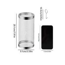 1 件戶外燒烤滾動燒烤籃,不銹鋼烤肉網圓筒形烤肉籃