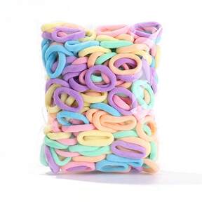 bilicaca 50pcs Candy Color Hair Ties For Kids With Bowknot & Rainbow Elastic Hairbands For Baby Girl's Ponytail