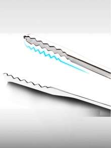 1pc Thick Stainless Steel Food Tongs, Barbecue Tongs - Black - View 5