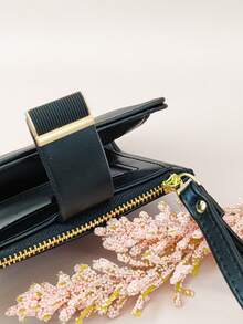 MINGYOU Sành điệu Tinh tế Mềm mại Vải Khóa Dài Đa chức năng Dung lượng lớn Ví , Đa chức năng Dây kéo Có thể mang đi Học sinh Ví thẻ Ví tiền xu , Hoa Cỏ Dễ thương Phù hợp Trẻ Học sinh Qủa tặng NỮ Ví - màu đen - Xem 3