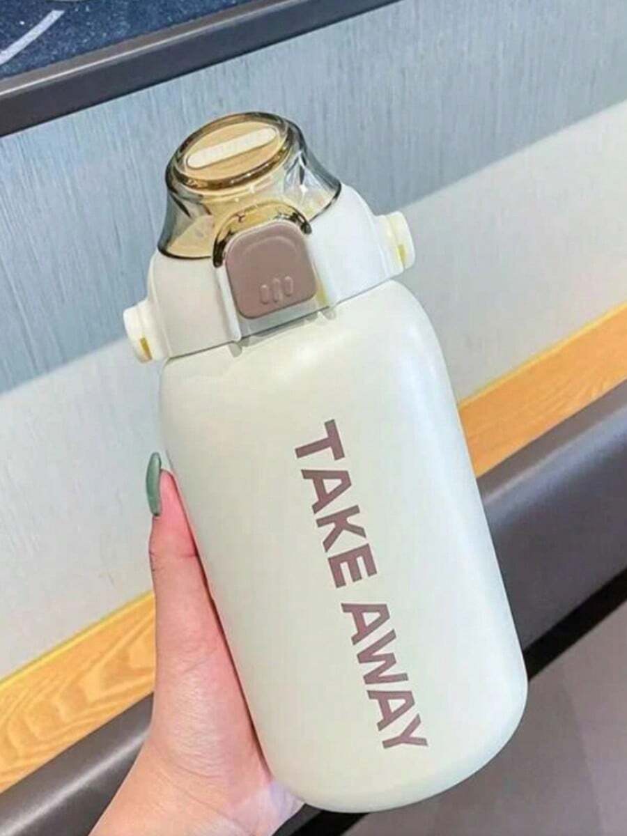 Botella de agua de acero inoxidable portátil - Beis - Ver 1