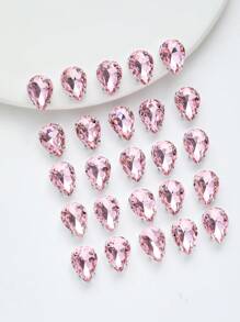 100pcs 10*14mm Teardrop Shape DIY Glass Sew-On Stones, Asymmetrical Glass Claw Embellishments For Clothing, Shoes And Accessories - Pink - View 4