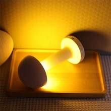 1入金屬復古蘑菇系列桌燈,白色,usb可充電,觸摸控制3色情境燈,適用於酒吧和咖啡店 - 白色 - 查看 4