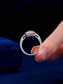 AIHUASI 1 Máy Tính Quyến Rũ Đính Đá Cubic Zirconia Hình Học Trang Trí Bạc Cưới Ban Nhạc Dành Cho Nữ Cho Đính Hôn Valentines Quà Tặng - Bạc - Xem 8