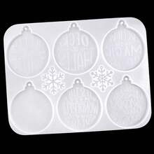 1pc White Round Silicone Mold With 6 Letters For Christmas Theme - White - View 2