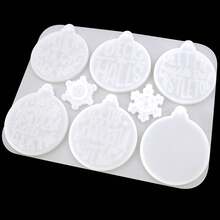 1pc White Round Silicone Mold With 6 Letters For Christmas Theme - White - View 5