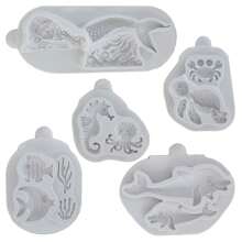 1pc Ocean Series Mermaid, Dolphin, Turtle, Sea Horse, Fish Silicone Mold For Cake Decorating, Candy, Chocolate, Kitchen Accessories, Baking Tool - light grey - View 6