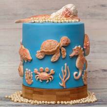 1pc Ocean Series Mermaid, Dolphin, Turtle, Sea Horse, Fish Silicone Mold For Cake Decorating, Candy, Chocolate, Kitchen Accessories, Baking Tool - light grey - View 4
