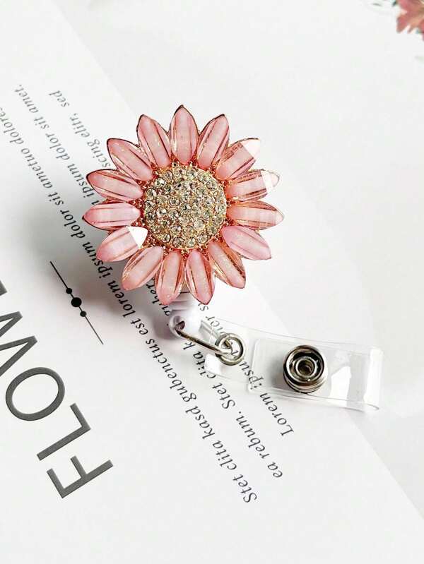 Gemelos Para Camisa Con Diamantes De Imitación - Diseño De Flor - Color Dorado - 2x2 Cm