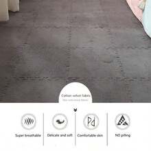 6/18片灰色/薄荷綠色/白色12*12英寸臥室床邊地毯,泡沫拼裝地墊,三色運動墊,塌塔米窗口墊,帶邊緣條,可裁剪,可清洗 - 彩色 - 查看 8