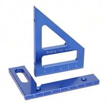 One Piece Blue Inch Carpenter Square Woodworking Square Protractor Aluminum Miter Triangle Ruler 3D Multi Angle 45/90 Degree Layout Measuring Ruler - Blue - View 4