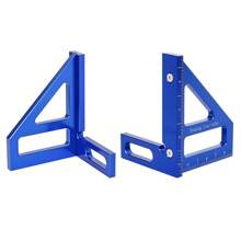 One Piece Blue Inch Carpenter Square Woodworking Square Protractor Aluminum Miter Triangle Ruler 3D Multi Angle 45/90 Degree Layout Measuring Ruler - Blue - View 5