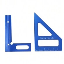 One Piece Blue Inch Carpenter Square Woodworking Square Protractor Aluminum Miter Triangle Ruler 3D Multi Angle 45/90 Degree Layout Measuring Ruler - Blue - View 6