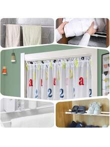 2pcs Adjustable Spring Tension Curtain Rod, Expandable Curtain Pole Suitable For Windows, Bathroom, Cabinets And Kitchen Gifts Birthday Graduation - White - View 7