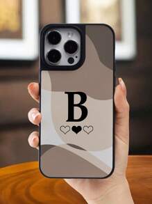 Alphabet Printed Phone Case With Groove, For Big Hole Camera, Compatible With Smartphone