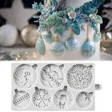 1入組聖誕掛飾雪球鹿和聖誕樹霜凍矽膠模具,適用於裝飾柔軟糖果、蛋糕、糖果杯、巧克力、廚房工具、聖誕派對 - 淺灰色 - 查看 2