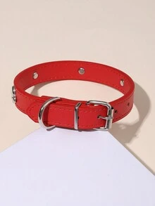 1只犬爪印配件pu寵物項圈,適用於小狗和貓 - 紅色 - 查看 2