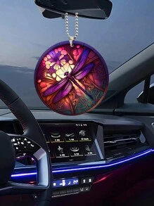 1入組紫色蜻蜓和花環設計汽車飾品/家居裝飾/鑰匙扣/背包飾品,聖誕/萬聖節裝飾品