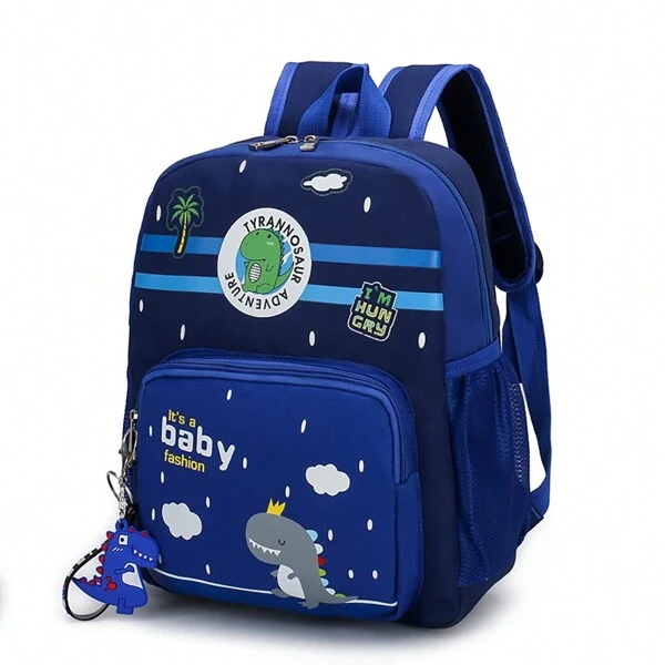 1 Peça Dinossauro de Cartoon Impresso À Prova D’Água Mochila Com Grande Capacidade Para Infantil Escola , Jardim Da Infância , Primário Escola