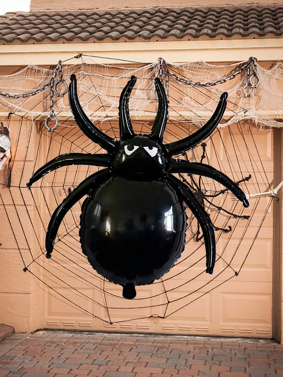 1/2pcs 32-Inch Halloween Black Spider Balloon, Halloween Spider Balloon Decoration Black Spider Foil Balloon For Halloween Party Supplies Birthday Party Decor,Christmas - Black - View 1