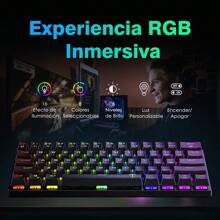 ET 60% Teclado Mecánico Gamer Inalambrico 61 Teclas de Azul Interruptor, Teclado Mécanico de Computadora, Outemu Blue Switch, Bluetooth+2.4g Usb+Cable Removible, Teclado Ergonomico Portatil Para Juegos&Oficina, Win/Macbook OS/ios/Android/Ipad, Excelente Regalo para Niños del Día de los Reyes Magos, Navidad, Cumpleaños - Negro - Ver 2