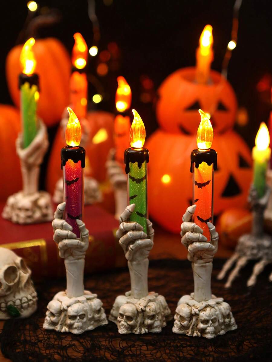 1pc Halloween Ghost Hand Led Candle Light, Halloween Party Horror Atmosphere Decoration Light - Yellow - View 1