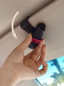 1pc Car Sunglasses Holder, Multi-Functional Glasses Clip Mount For Car Sun Visor - Hot Pink - View 6