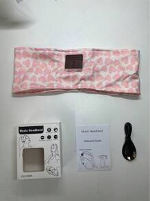 睡眠耳機耳塞式耳機適用於鍛煉跑步無綫運動髮箍睡耳機奶牛心 - 粉色 - 查看 7