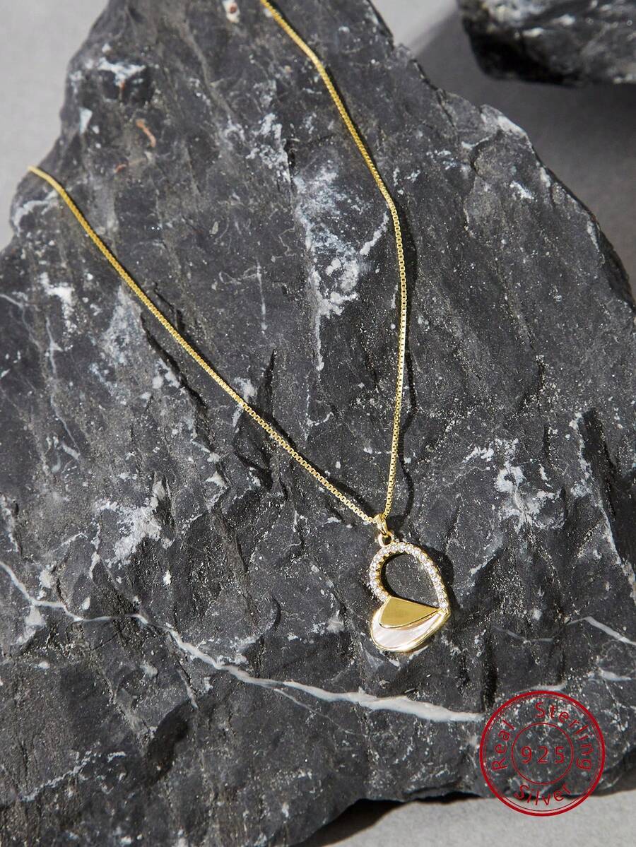 1入組極簡風格基本款設計925 銀心&媽媽的珍珠吊墜項鍊適合女士,日常穿著禮品