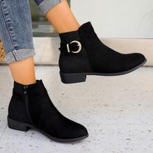 Classiche Scarpe Da Donna Con Tacco Basso, Autunno/Inverno, Punta Appuntita, Caviglia Con Tacco Grosso