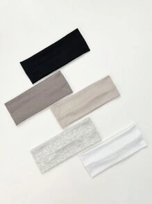 5pcs/set Ladies' Simple Knitted Solid Color Headbands, Suitable For Daily Wear - Multicolor - View 1