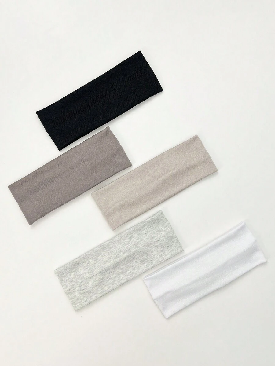 5pcs/set Ladies' Simple Knitted Solid Color Headbands, Suitable For Daily Wear - Multicolor - View 1
