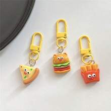 Set da 6 pezzi Ciondoli portachiavi con cibo finto a forma di espressioni cartoni animati, come formaggio, uovo fritto, toast, accessori di coppia, idea regalo per souvenir, accessori per auto, zaino, cordini con porta badge, accessori per insegnanti, amici, sorelle