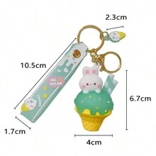 1pc Pink Rabbit Plush Doll Keychain - Pink - View 7