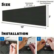 1pc LOVE STORY Balcony Privacy Screen 3'X10'/ 3'X16' Deck Shield Screen Fence Cover (HDPE),UV Protection And Weather-Resistant,Windscreen Cover Fabric Shade Netting Mesh Cloth For Deck, Patio, Backyard, Outdoor Pool, Porch, Railing, Decor - Black - View 3