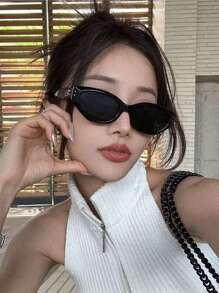 1pc Cat Eye Sunglasses For Women/Men, Round Face, Fashionable, Anti-Uv, Summer Sunglasses Beach Sun Glasses Beach Accessories For Women Sun Glasses Sunglasses Shades Basics And Suit For Sweater Jeans Sweatpants Hoodie Jackets Dress And Long Sleeve Shirt Fashionable Shade Elegant Outfit Family Outings Travel Vacation Holiday For Summer Beach Vacation,Outdoor,Travel