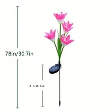 1 件太阳能紫百合花灯，太阳能花园桩灯户外装饰，太阳能景观路灯适用于花园、庭院、露台、草坪