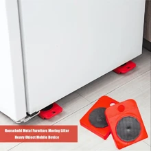 5 piezas/juego de herramientas para manipulación de objetos pesados, herramientas para manipulación de carga de muebles, 4 rodillos móviles y 1 palanca de rueda para levantar asistentes móviles de muebles - Rojo - Ver 3