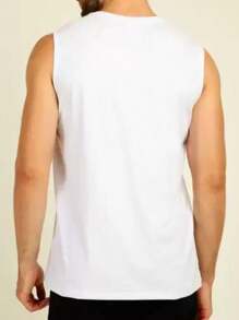 Camiseta regata masculina de tecido estampado New York 199X, gola redonda, sem mangas, ajuste regular, para academia e esportes - Branco - Visão 2