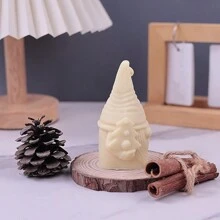 1入組白色硅膠模具,無臉人圖案,適用於聖誕石膏裝飾、香氛蠟燭製作