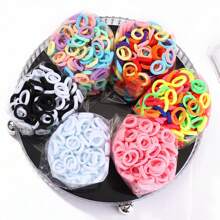 bilicaca 50pcs Candy-Colored Children Hair Ties With Bow Knot, Simple And Fresh Rainbow Ponytail Holder Baby Hair Accessories