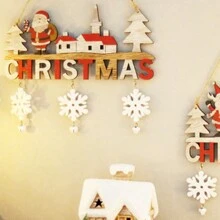 聖誕節裝飾創意聖誕節掛飾木工門掛,適用於家庭和餐廳聖誕節禮物