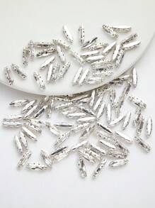 100入組4*15mm白色玻璃珠,適用於diy縫紉裝飾 - 白色 - 查看 2