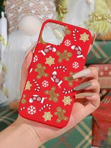 1pc Cartoon Gingerbread Man Printed Phone Case Compatible With IPhone - Multicolor - View 2