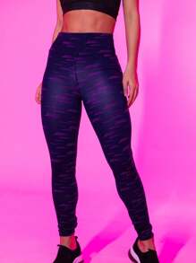 Women Sports Leggings - purple stripes - View 5